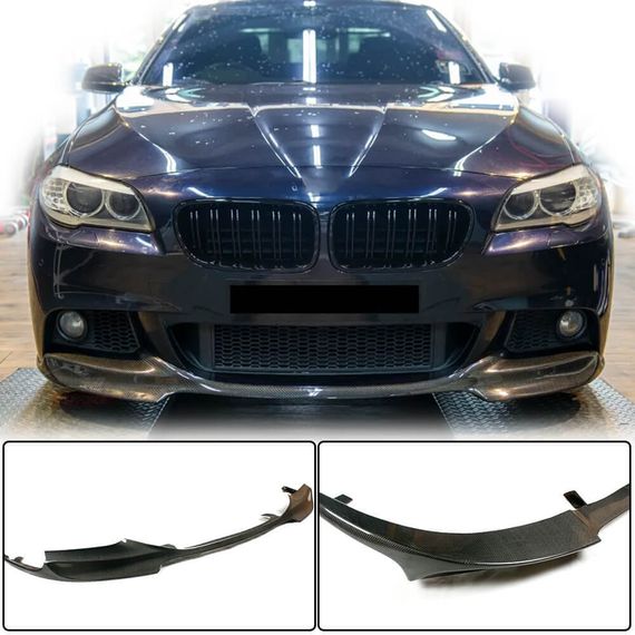 Накладка на передній бампер Lip V1 (для F10 M-Sport, Карбон) для BMW 5 серія F-10/11/07 2010-2016 рр