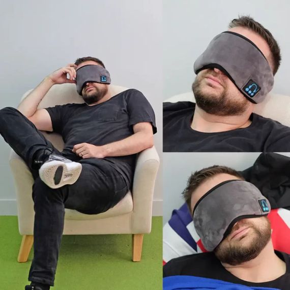Маска для сна MUSIC GOGGLES A183 с гарнитурой Bluetooth, Серый / Маска на глаза для сна / Повязка на глаза для сна | Зображення 4