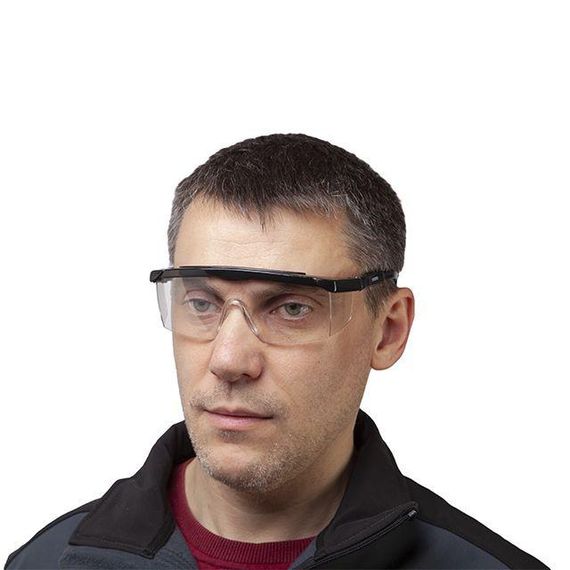 Окуляри захисні прозорі, матеріал лінз полікарбонат, регульовані нейлонові завушники, захист від удару,1 | Зображення 4