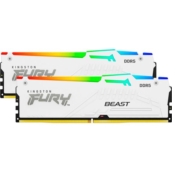 Модуль пам'яті для комп'ютера DDR 64GB (2x32GB) 5200 MHz FURY Beast White RGB Kingston Fury (ex.HyperX) (KF552C40BWAK2-64) | Зображення 2