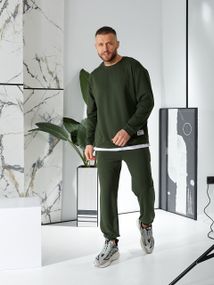 Мужской спортивный костюм свободный с эффектом 2 в 1, LI2015 цвет хаки, размер 48/52