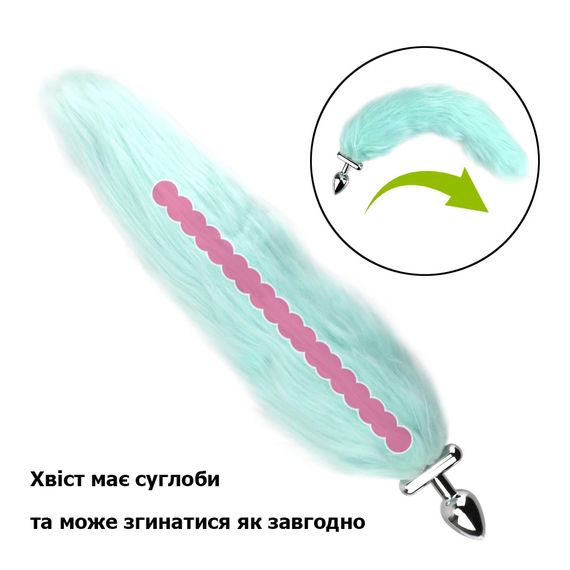 Металлическая анальная пробка с лисьим хвостиком с LED-подсветкой | Зображення 6