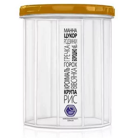 Ємність для сипучих продуктів 1,5л прозорий/золото Народний продукт