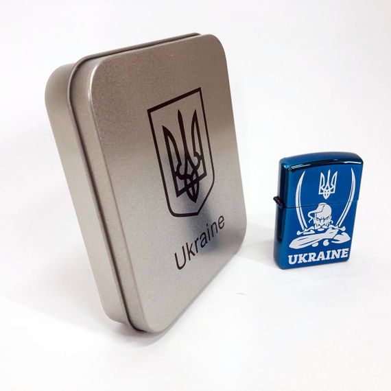 Дугова електроімпульсна запальничка USB Україна (металева коробка) HL-449. DG-606 Колір: синій | Зображення 4