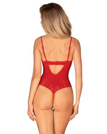 Боді з доступом Obsessive Ingridia crotchless teddy XS/S, червоне, відкриті груди sexstyle | Зображення 1