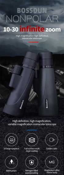 Монокуляр Bossdun 10-30x50 Zoom HD кемпинг мощный Largo Alcance со штативом телефонный клип для наблюдения | Зображення 5