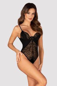Боді Obsessive Bellastia otwarte Чорне XL/2XL