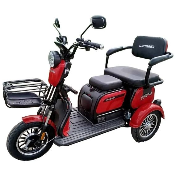Электротрайк Crosser TR-1 1500W 72V 20Ah, трехколесный электроскутер, до 55 км, для взрослых и пожилых Червоний | Зображення 1