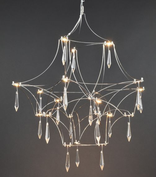 Люстра світлодіодна підвісна LED світильник для квартири на стелю лед 27873 Хром 65-180х60х60 см. | Зображення 5