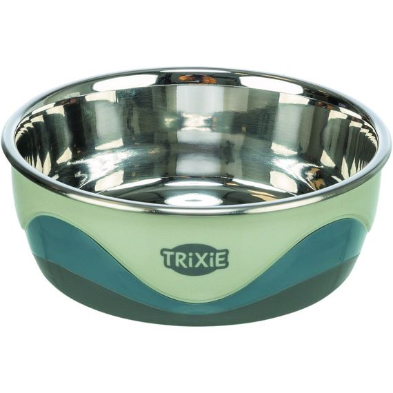Миска Trixie для собак з силіконовими вставками металева на гумовій основі 400 мл/14 см | Зображення 1