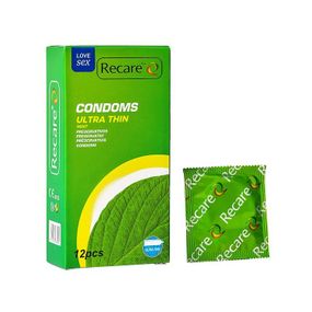 Презервативы Ultra Thin Mint Recare 12 шт, ультратонкие, аромат: мята