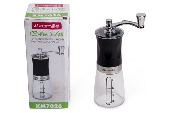 Кофемолка ручная Kamille - 190 мм стеклянная | Зображення 3
