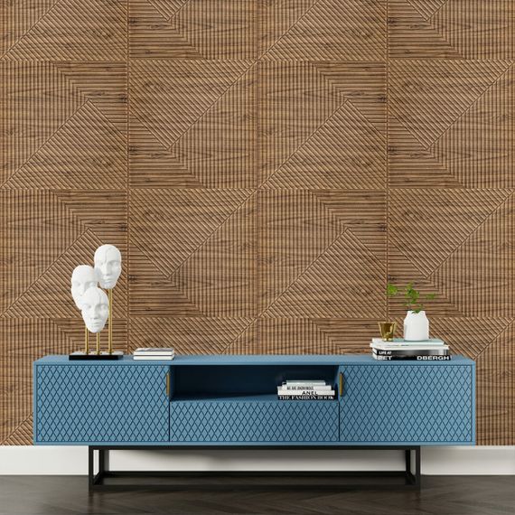 Самоклеюча декоративна 3D панель 500х500х5мм Бамбук темний Дуб SW-00002886 | Зображення 4