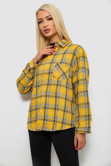 Рубашка женская в клетку, цвет желтый, 244R1070-1 | Зображення 9