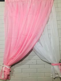 Коротка тюль з шифону 280х150 см білий з рожевим