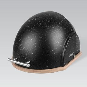 Хлібниця дерев'яна Maestro MR-1678G-BLACK чорна з пластиковою кришкою
