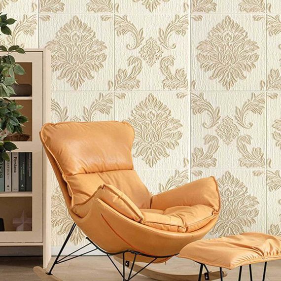 Самоклеюча декоративна 3D панель вінтаж бежевий 700x700x5мм (405) SW-00000757 | Зображення 1