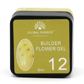 Гель для моделирования ногтей с добавлением сухоцвета Flower Builder Gel 12, 8г