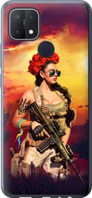 Чехол на Oppo A15s Украинка с оружием "5316u-2527-17620"