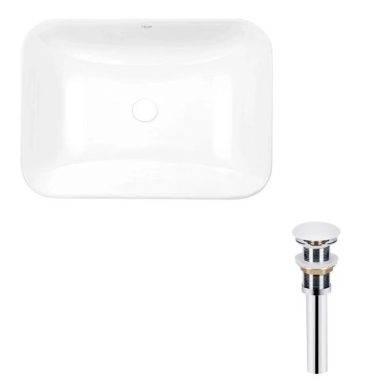 Комплект Qtap Scorpio: Раковина врізна прямокутна 615х390х150 мм White + Донний клапан PU02 (QT1411K491WN47291)