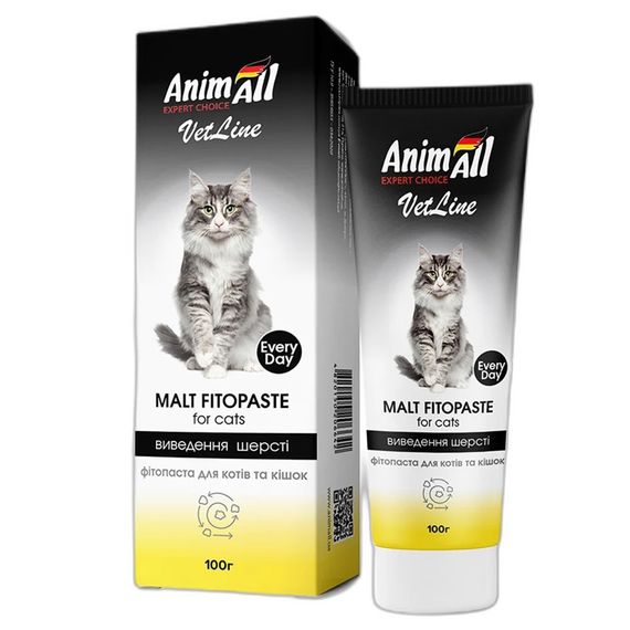 Фитопаста для вывода шерсти у котов AnimAll VetLine Malt, 100 мл