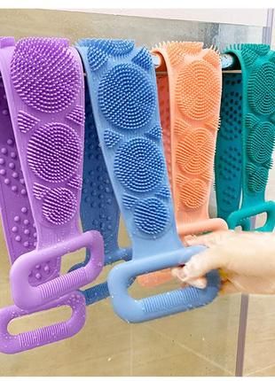 Силіконова щітка, що очищає мочалка - Silicone bath towel масажна для душу і ванни | Зображення 3