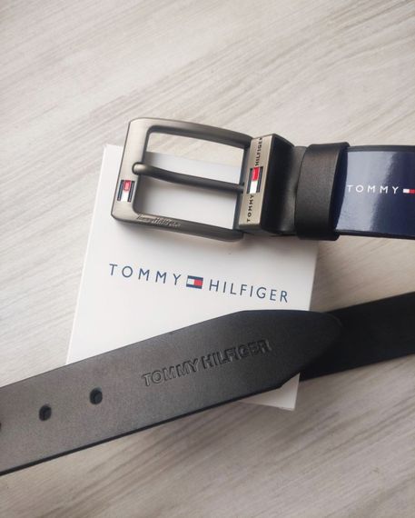 Мужской подарочный набор Tommy часы и кожаный ремень  total black | Зображення 5