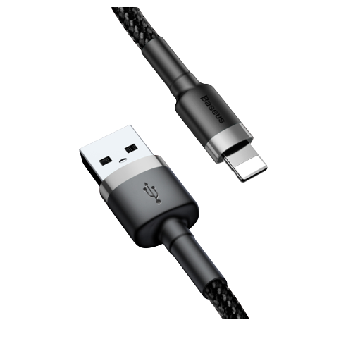 Кабель USB Lightning BASEUS CALKLF-BG1 Cafule 2,4A 1 м сірий/чорний