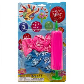 Набор Воздушных шаров "It's a girl/It's a boy" MK5478 насос, 6 шт, на листе Розовый