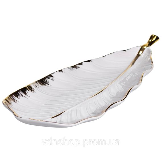 Порцелянове блюдо для сервірування столу 45×16.5×3 (см) блюдо для подавання закусок Білий із золотом CJY-175 | Зображення 2