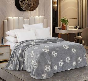 Плед фліс, що світиться в темряві «Футбольні м’ячі»і 150x200 см Love You