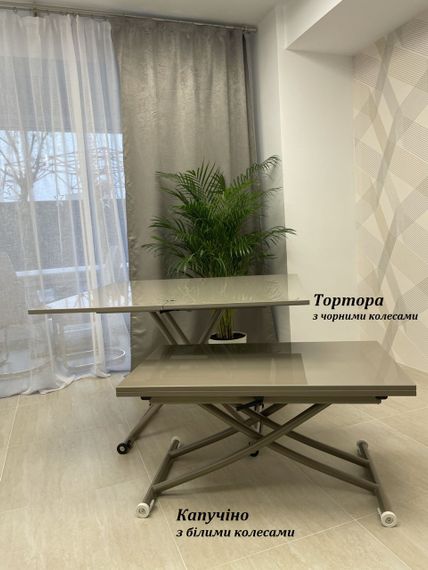 Стол - трансформер Рим-9 со стеклом на МДФ, с регулируемой высотой 57-114х100х38-76 см | Зображення 7