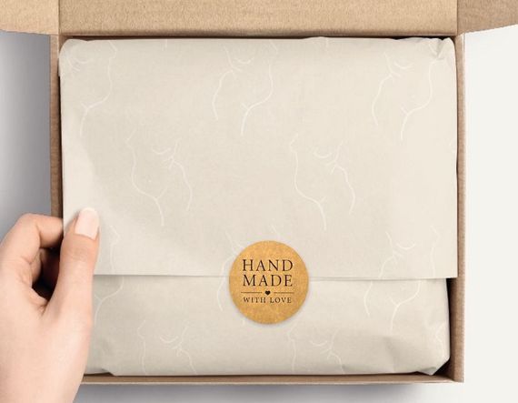 Этикетка наклейка круглая крафт "Handmade 1", Диаметр 50 мм, 250 шт/рулон, Viskom | Зображення 8