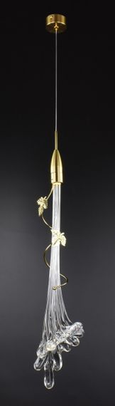 Люстра світлодіодна підвісна LED світильник для квартири на стелю лед 26839 Латунь 55-200х12х12 см. | Зображення 5