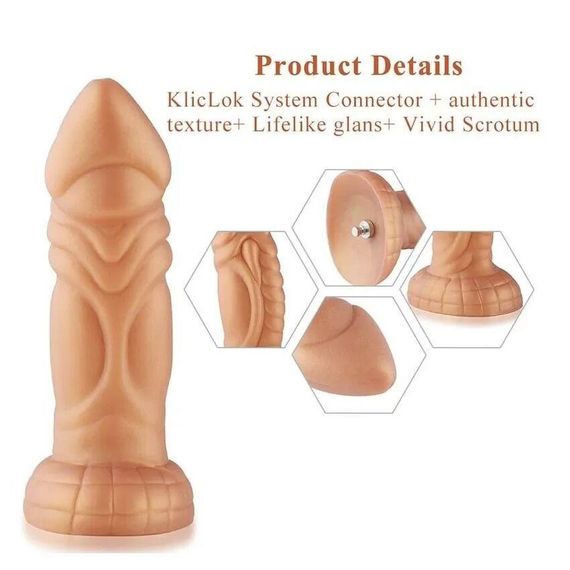 Фалоімітатор для секс-машин Hismith Slightly Curved Silicone Dildo Monster Series, кріплення KlicLok Sex Aura | Зображення 2