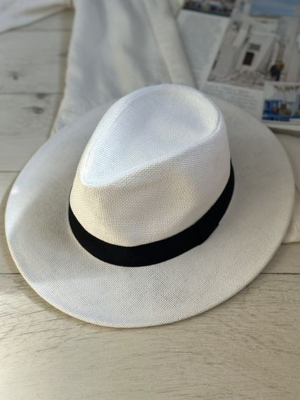 Солом'яний капелюх Федора  Білий One size 56-58р (845-0)