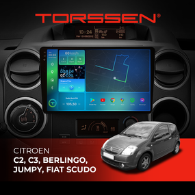 Штатна магнітола Torssen 2K Citroen C2, C3, Berlingo, Jumpy, Fiat Scudo F98256 4G Carplay DSP