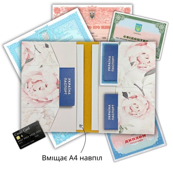 Органайзер для документів А5 рожевий, папка з півоніями | Зображення 2