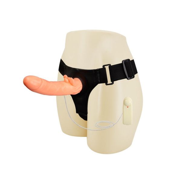 Страпон з вібро Multi-speed Rotation Harness Flesh, 18 см Sex Aura | Зображення 1
