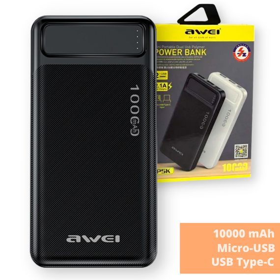 Повербанк (портативный аккумулятор) Power Bank AWEI P5K 10000mAh черный (AM-3163_402) | Зображення 7