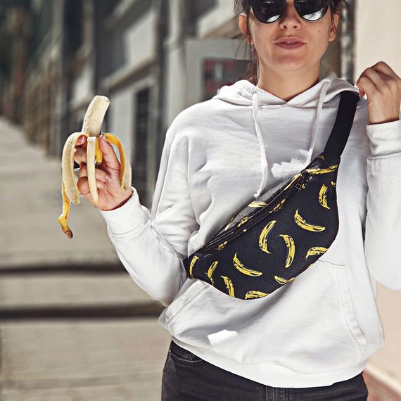 Сумка на пояс бананка Bumbag Бананы 27x16 см (BB_19A007_BL)