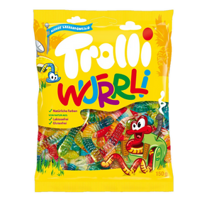 Конфеты желейные жевательные Trolli Wurrli (червяки), 150г, Германия, червяки конфеты