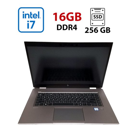 Ноутбук Б-клас HP ZBook Studio G5 / 15.6" (1920x1080) IPS / Intel Core i7-8850H (6 (12) ядер по 2.6 - 4.3 GHz) / 16 GB DDR4 / 256 GB SSD M2 NVMe / Intel UHD Graphics 630 / WebCam / Win 10 Pro Lic б/в