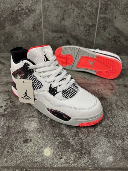 Кросівки Nike Air Jordan 4 Retro (white gray orange) | Зображення 5
