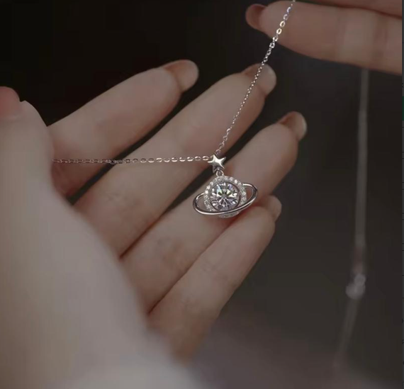 Підвіска з планетою з камінцями, підвіска планета, підвіска з камінчиками, кулон, ланцюжок, чокер, кольє, підвіска з камінцями | Зображення 3