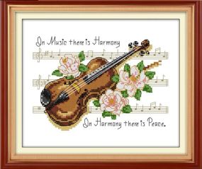 Набір для вишивання за нанесеною на канву схемою "Violin". AIDA 14CT printed, 25*19 см