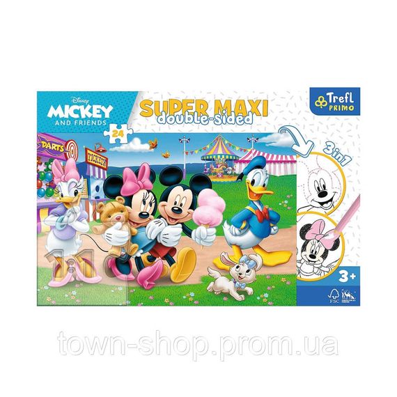 Детские пазлы SUPER МАХІ Disney "Парк развлечений" Trefl 41005 24 элемента, с раскраской | Зображення 1