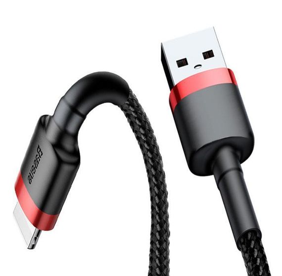 USB кабель Baseus Cafule Cable USB Lightning 1.5 A / 2m - Black/Red | Зображення 3