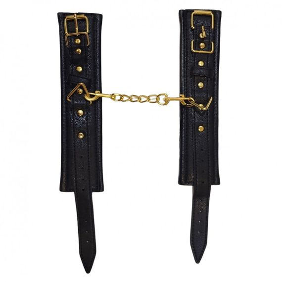 Наручники з екошкіри, чорні, золотиста фурнітура | Зображення 2