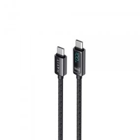 Кабель Type-C to Type-C HAVIT HV-CB6247 PD100W 5A 2м з LED екраном
